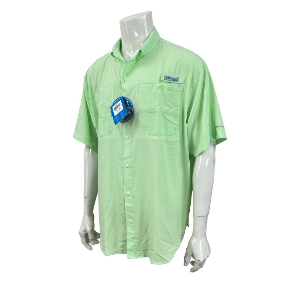 Columbia PFG Tamiami II Onmi-Shade Lime Green Vented Hiking Fishing Shirt Men XL